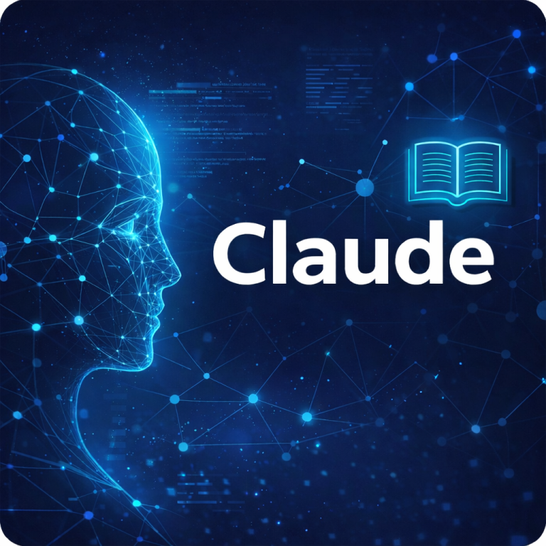 تصميم توضيحي يمثل أداة الذكاء الاصطناعي Claude من شركة Anthropic مع شبكة بيانات وعناصر تحليل ذكي