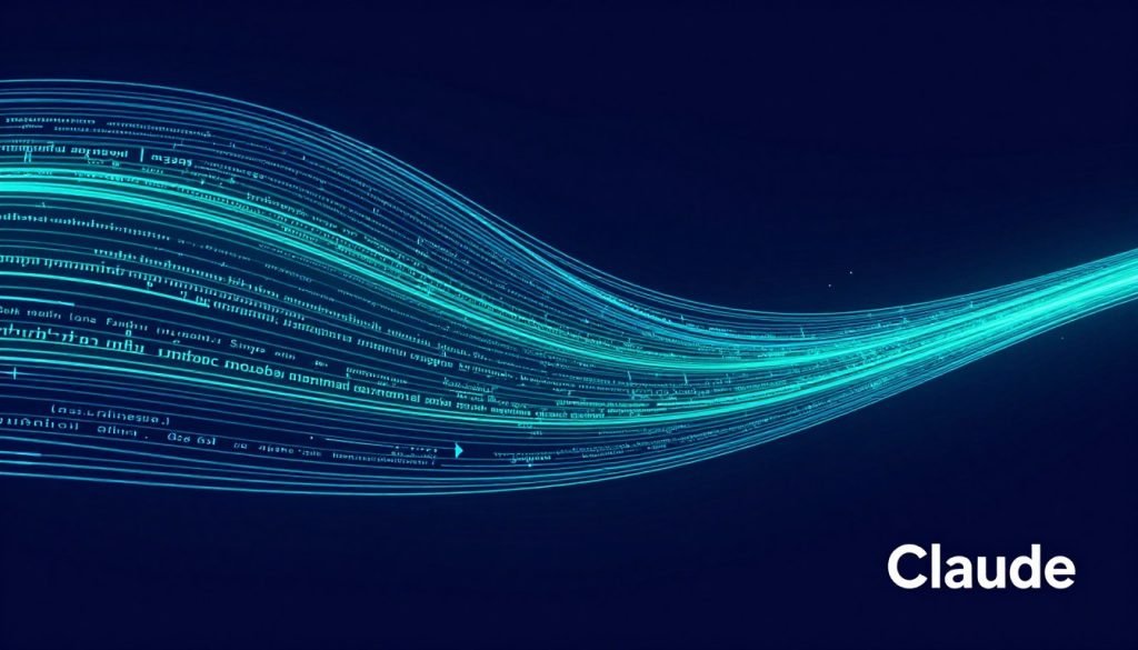 تصور بصري لنافذة سياق كلود الواسعة مع تدفق المعلومات