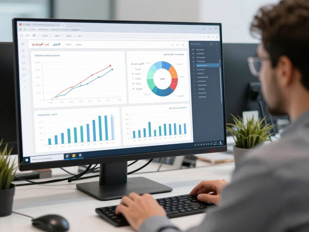 موظف يقوم بتحليل بيانات باستخدام أدوات الذكاء الاصطناعي موظف يقوم بتحليل بيانات باستخدام أدوات الذكاء الاصطناعي