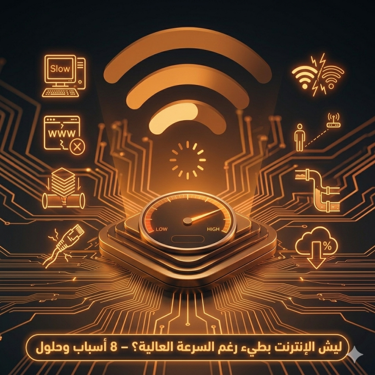 ليش الإنترنت بطيء رغم السرعة العالية؟ – 8 أسباب وحلول
