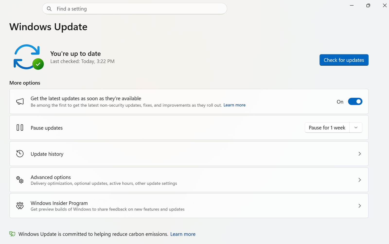 صفحة Windows Update في إعدادات ويندوز 10 و 11