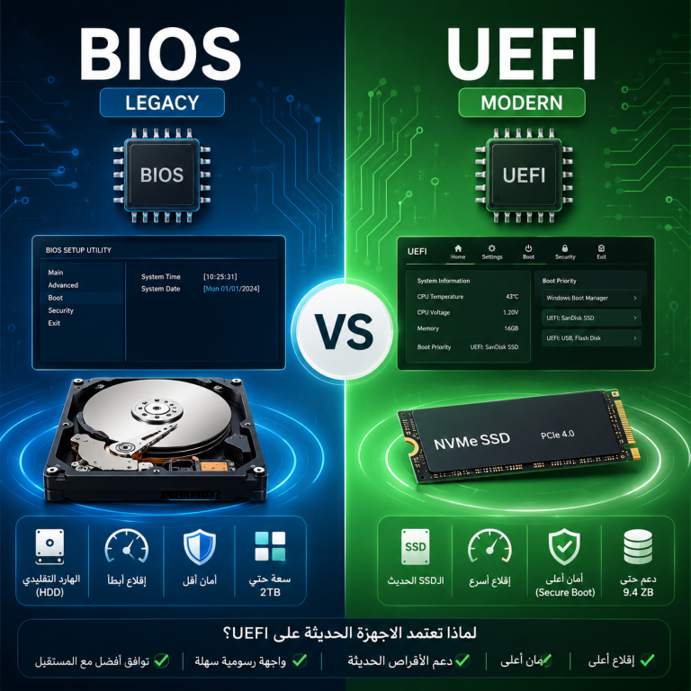 مقارنة بين BIOS و UEFI في أنظمة الإقلاع للأجهزة الحديثة
