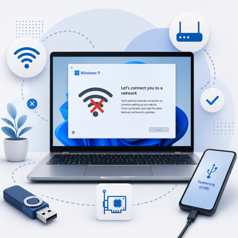 حل مشكلة عدم ظهور تعريف Wi-Fi أثناء تثبيت ويندوز 11