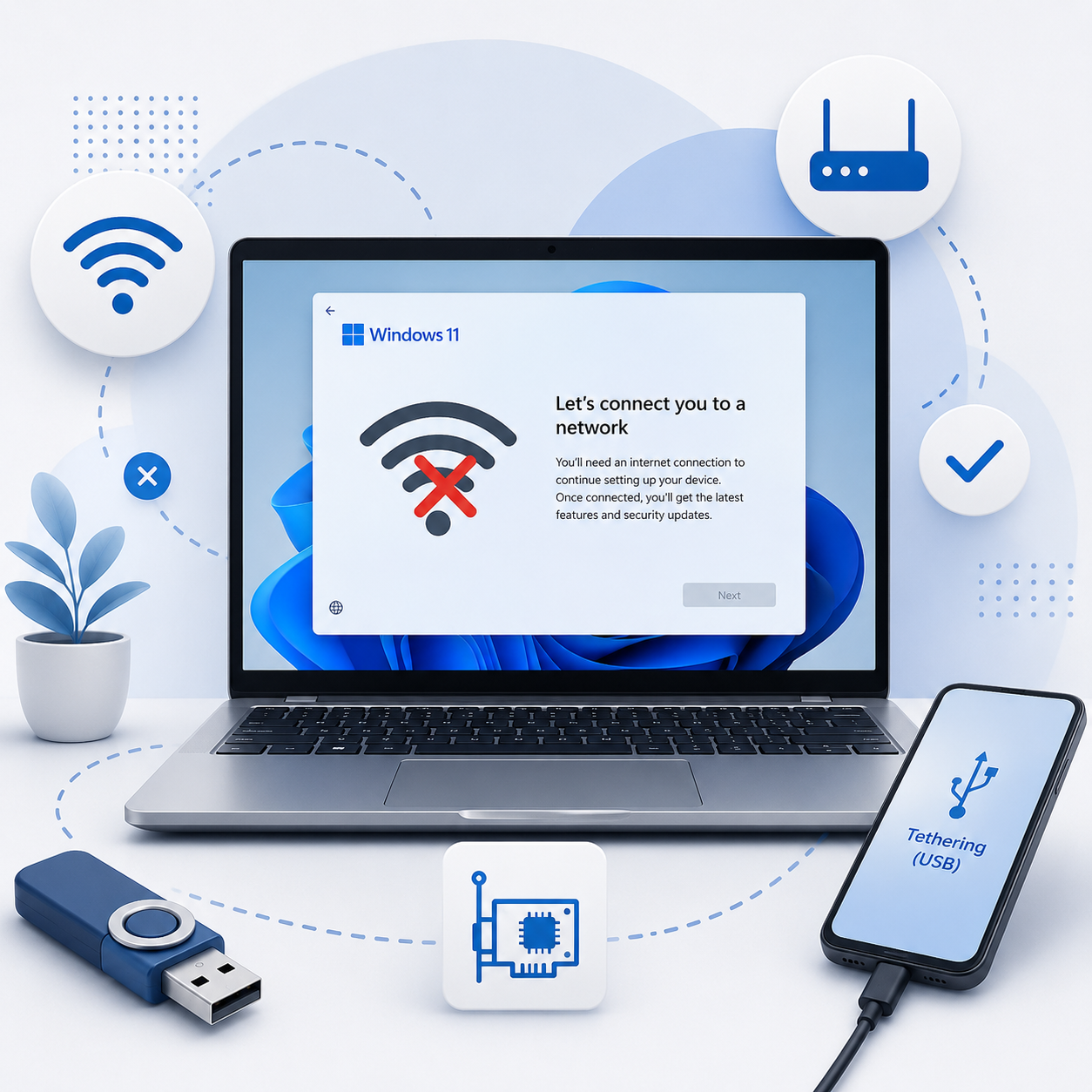 You are currently viewing حل مشكلة عدم ظهور تعريف Wi-Fi أثناء تثبيت ويندوز 11