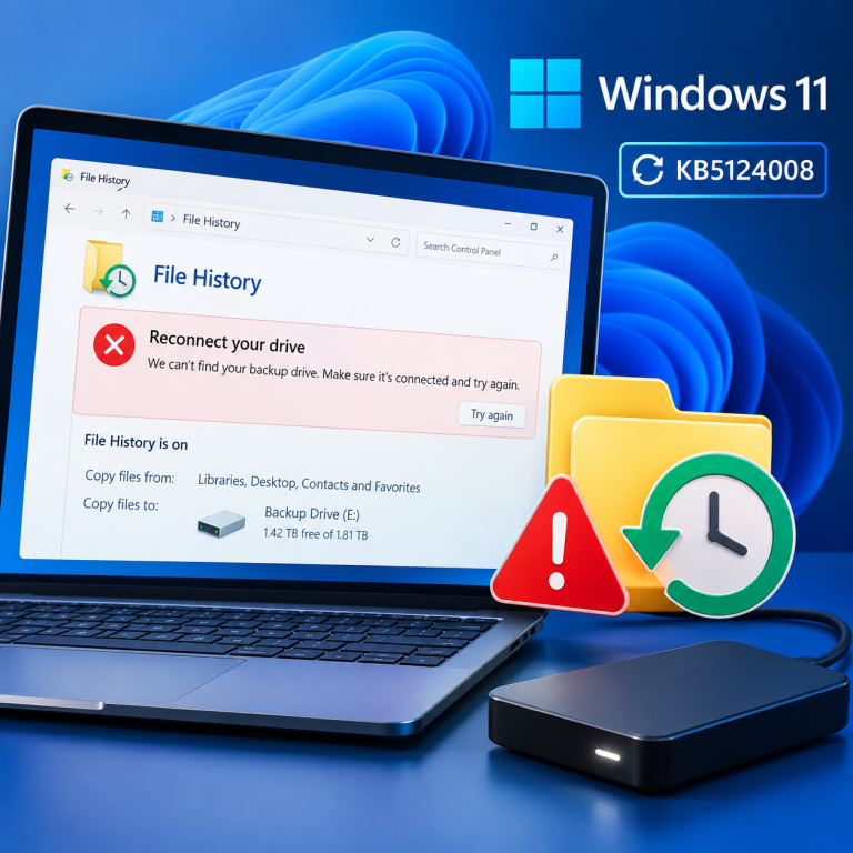 حل مشكلة File History في Windows 11 بعد تحديث سبتمبر 2026